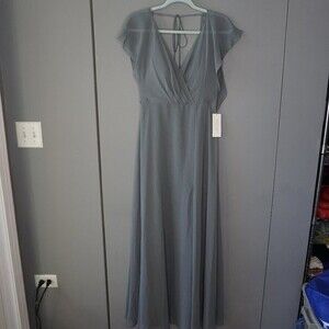 Jenny Yoo Alanna Open Back Chiffon Gown in Denmark Blue size 2 NWT